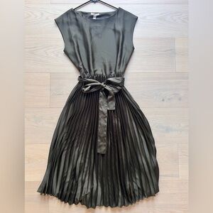 H&M Olive Green Satin Midi Dress